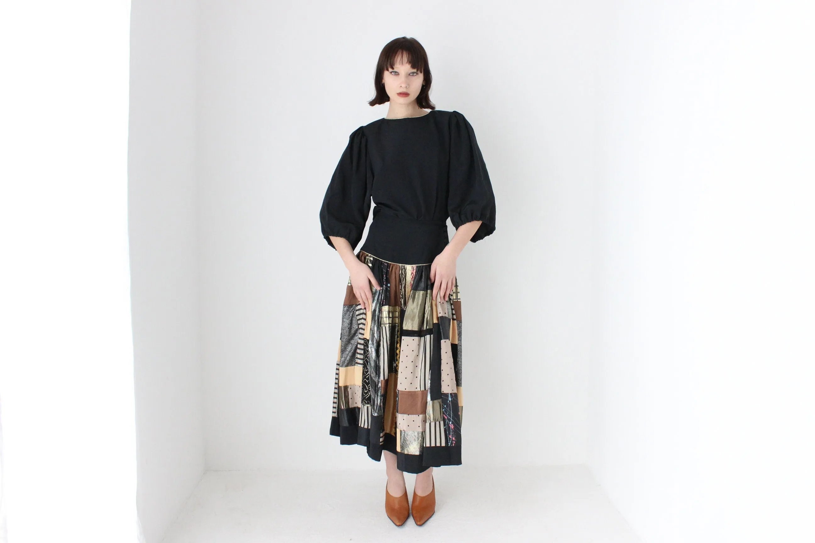 Fabulous 80s Patchwork Matching Skirt & Top Set