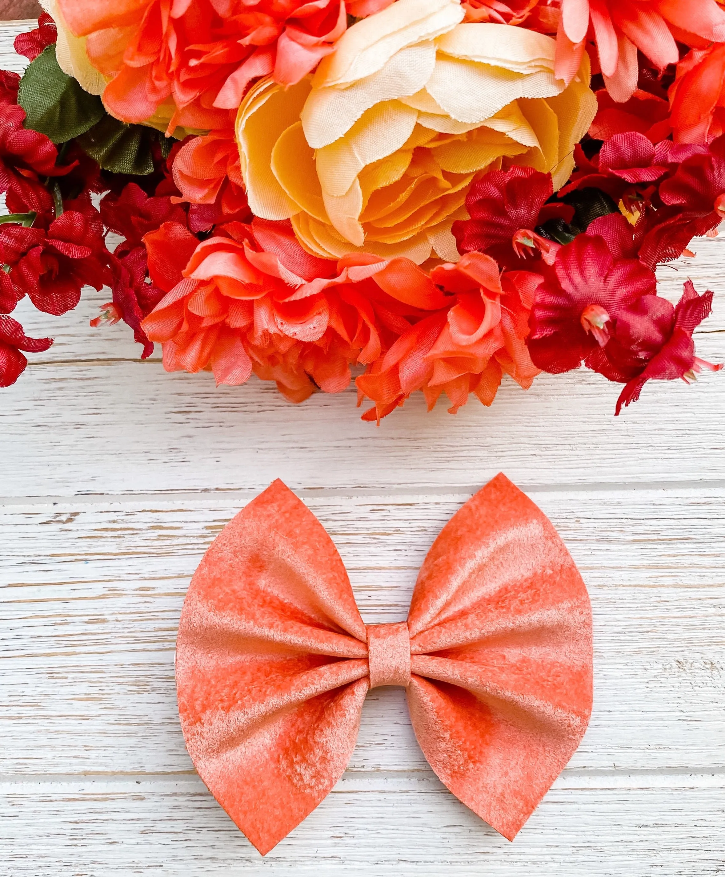 Fall Orange Velvet Bow Headband | Hair Clip
