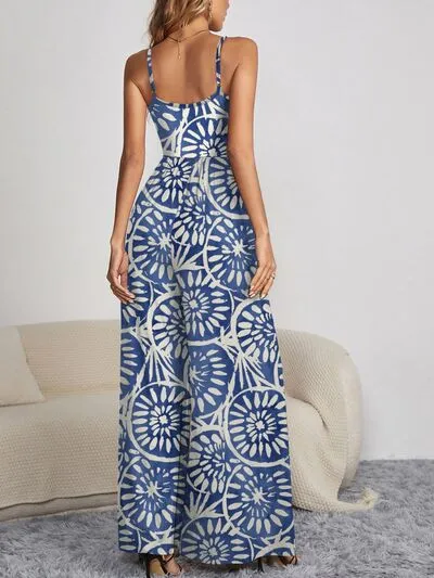 FAM-FAM Decorative Button Spaghetti Strap Wide Leg Jumpsuit