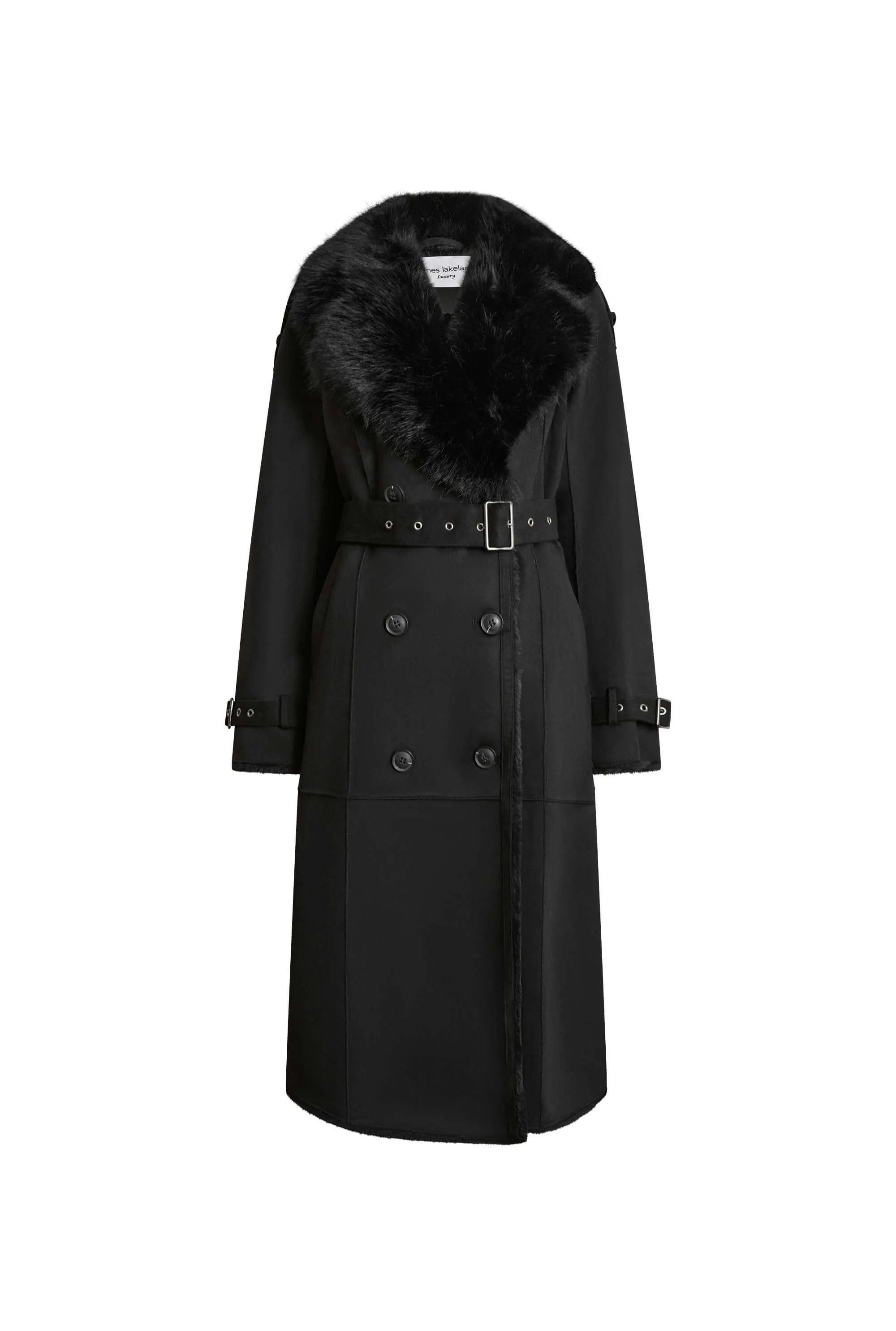 Faux Fur Suede Black Coat