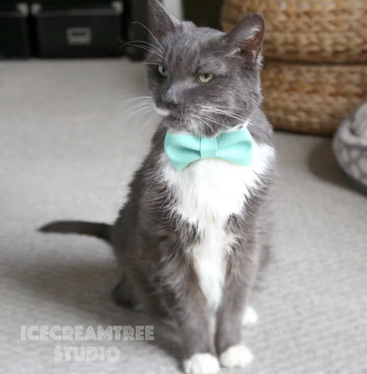 Faux Leather Pink Bow Tie - Pet Bow Tie