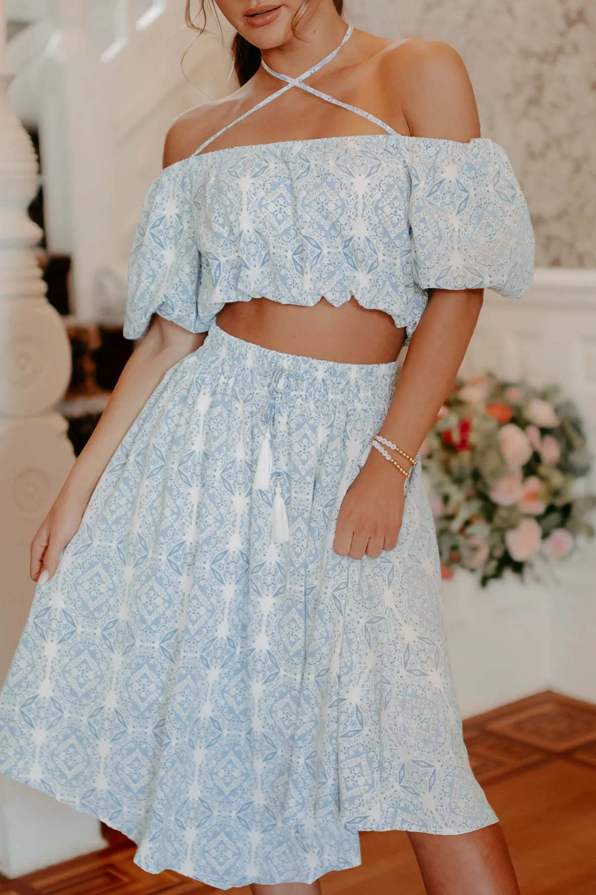 Feeling Fantastic Two Piece Skirt Set (Blue)