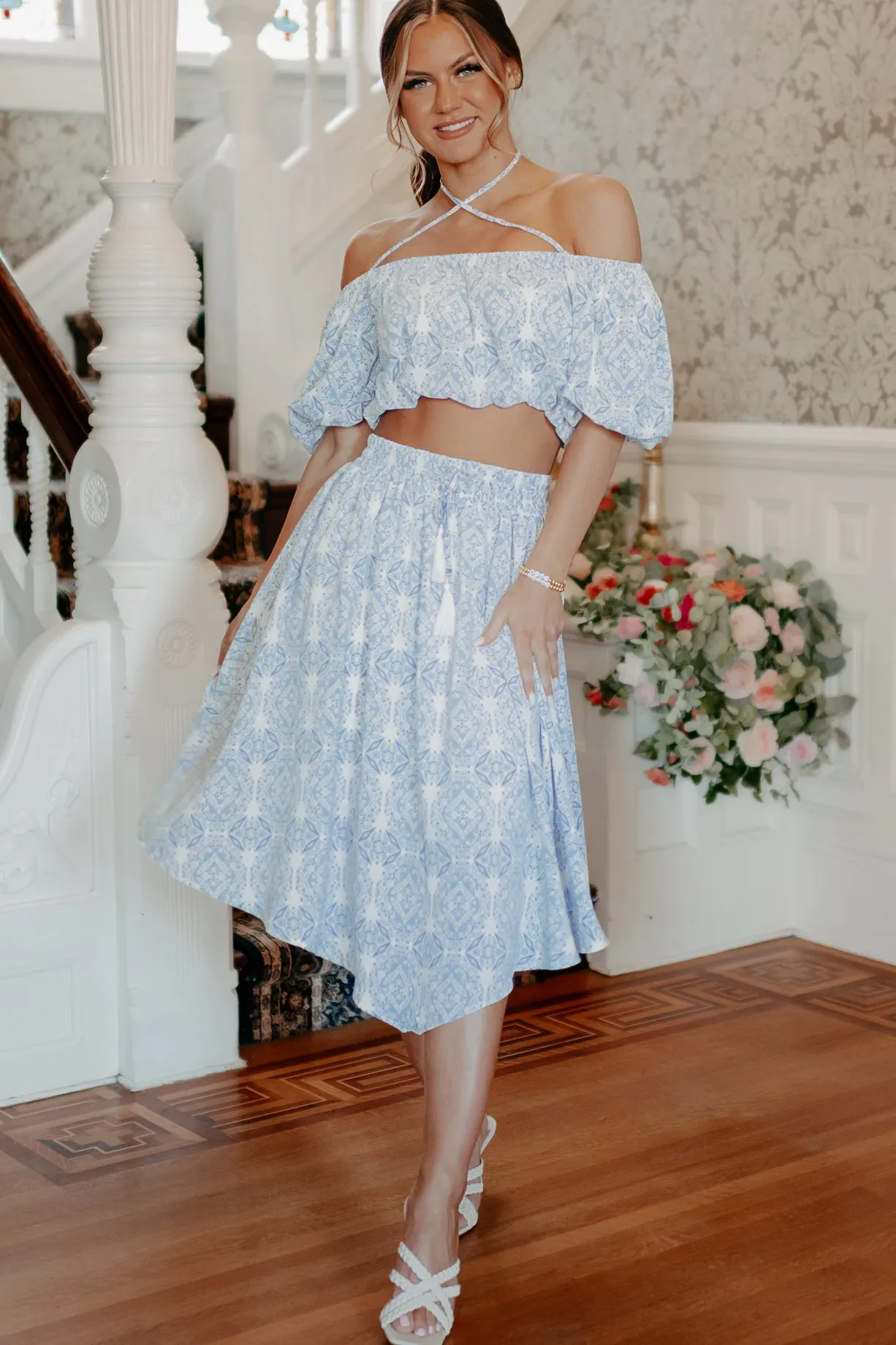 Feeling Fantastic Two Piece Skirt Set (Blue)