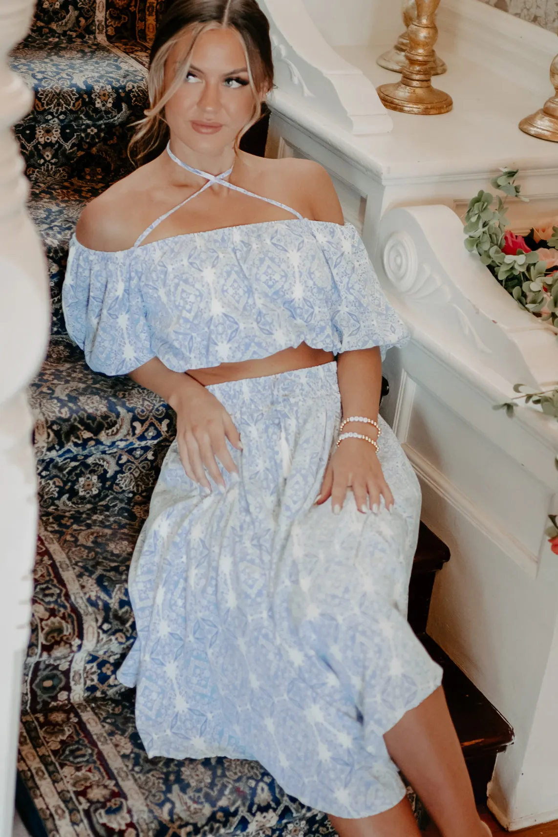 Feeling Fantastic Two Piece Skirt Set (Blue)