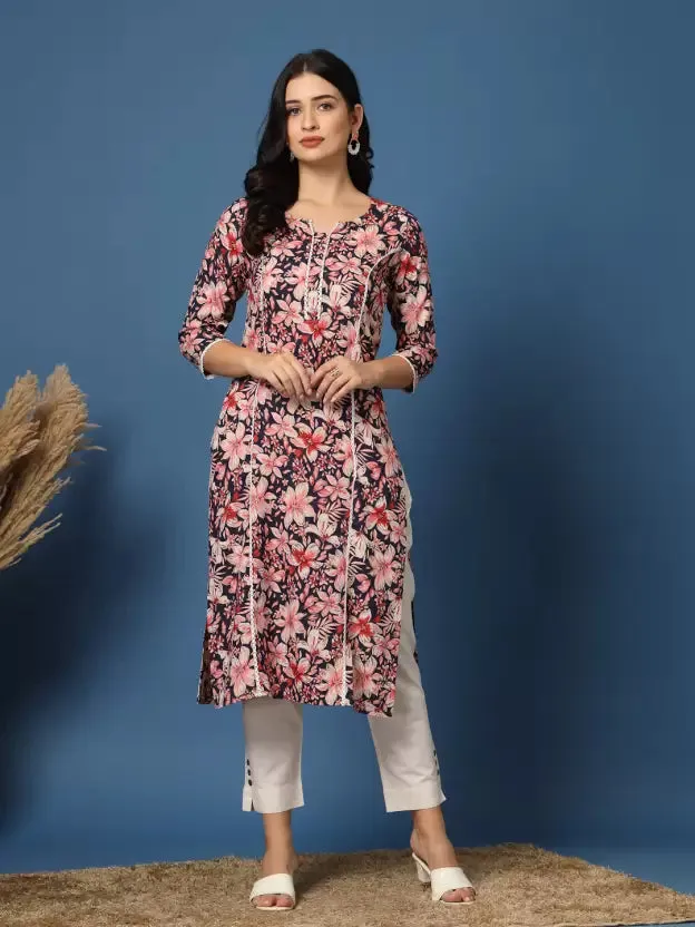 Festive Dark Blue Straight Kurta