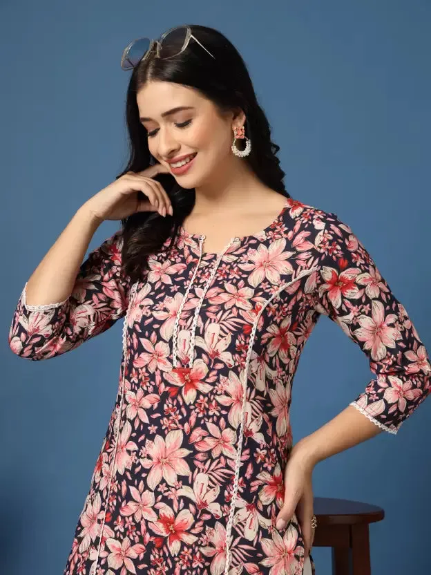 Festive Dark Blue Straight Kurta