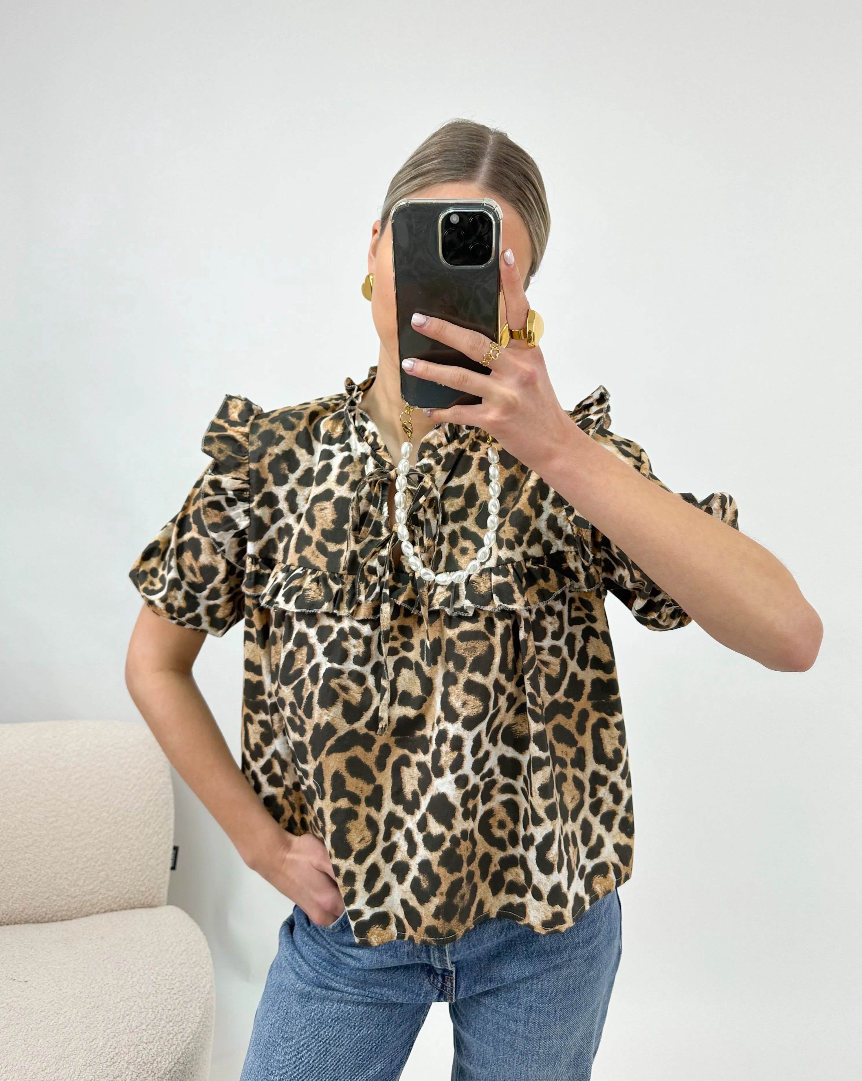 Fien Ruffle Blouse Panter
