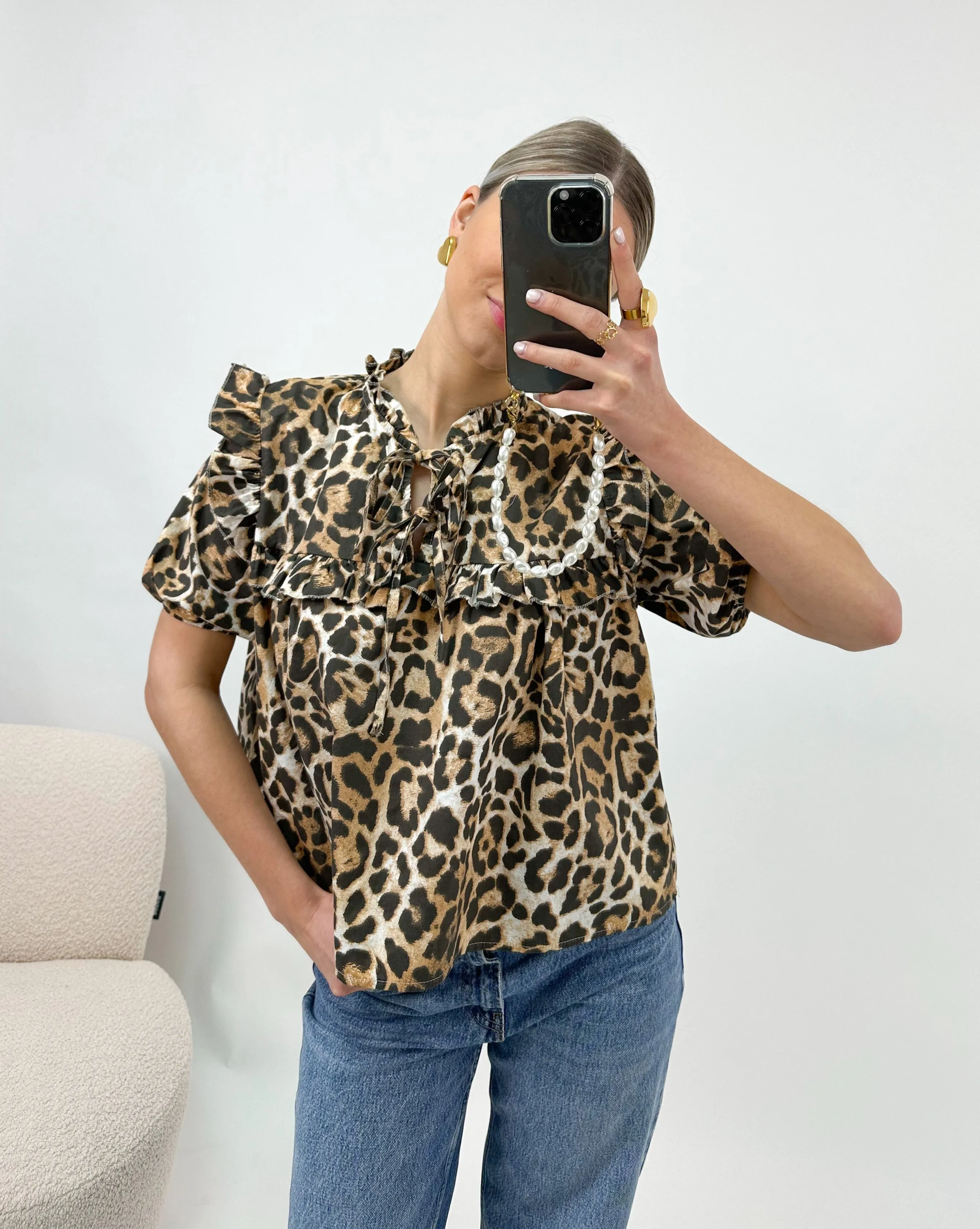 Fien Ruffle Blouse Panter