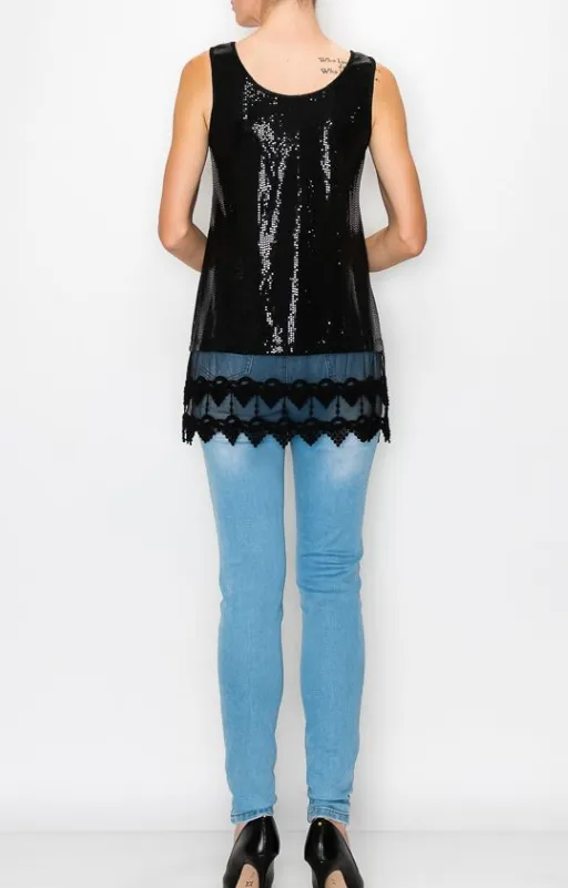 FINAL SALE WAS $46.99. 4 Color Ways - Romantic Holiday Sequins Tank Top