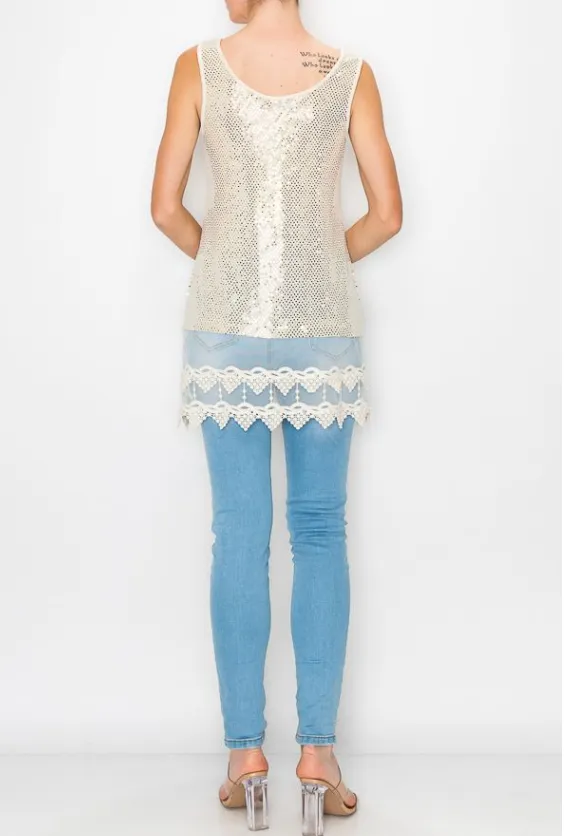 FINAL SALE WAS $46.99. 4 Color Ways - Romantic Holiday Sequins Tank Top