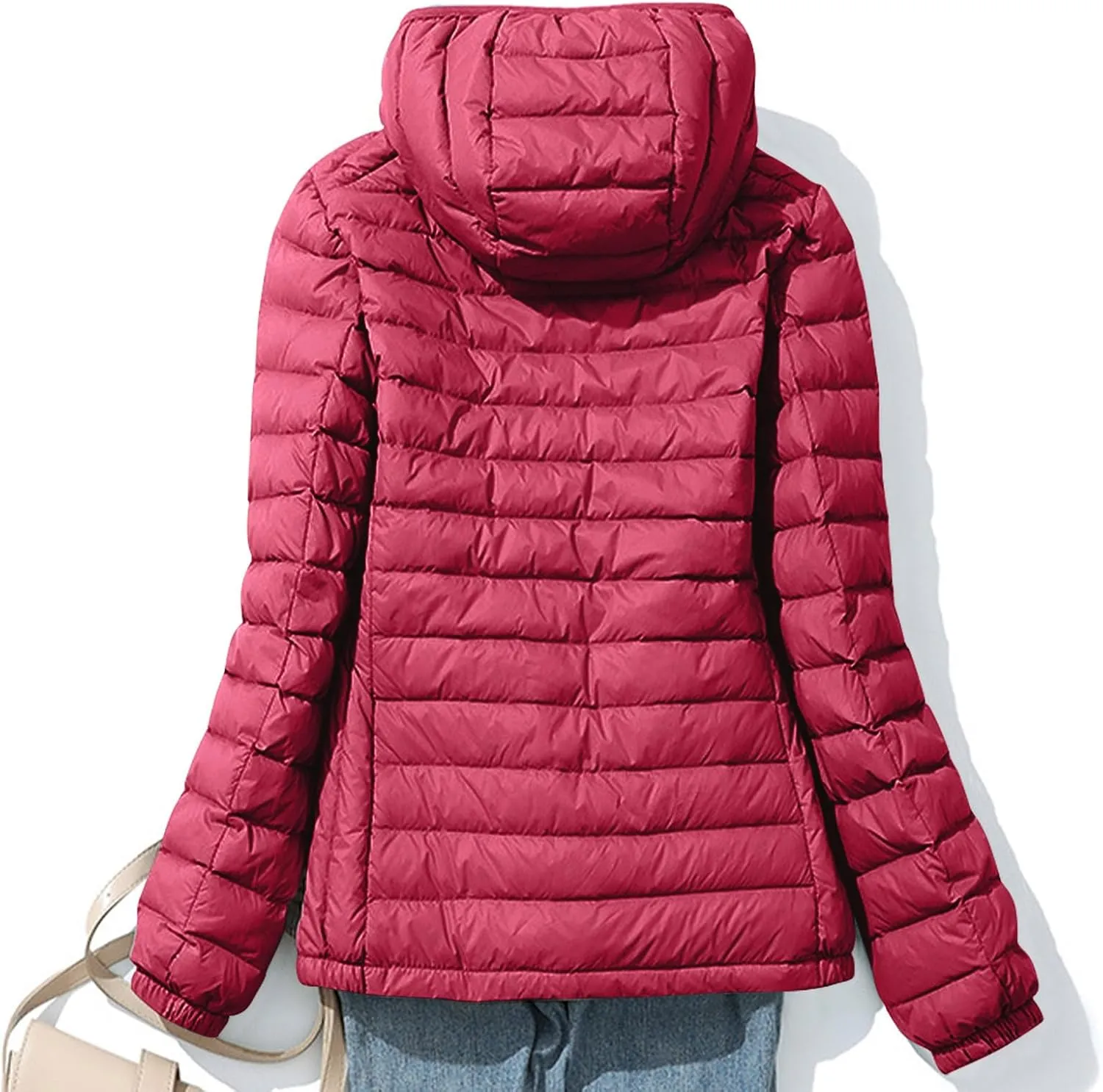 Firzero Winter Warm Women Down Jackets Plus Size Lightweight Packable Puffer Coats Trendy Hooded Coat Outwear Windbreaker