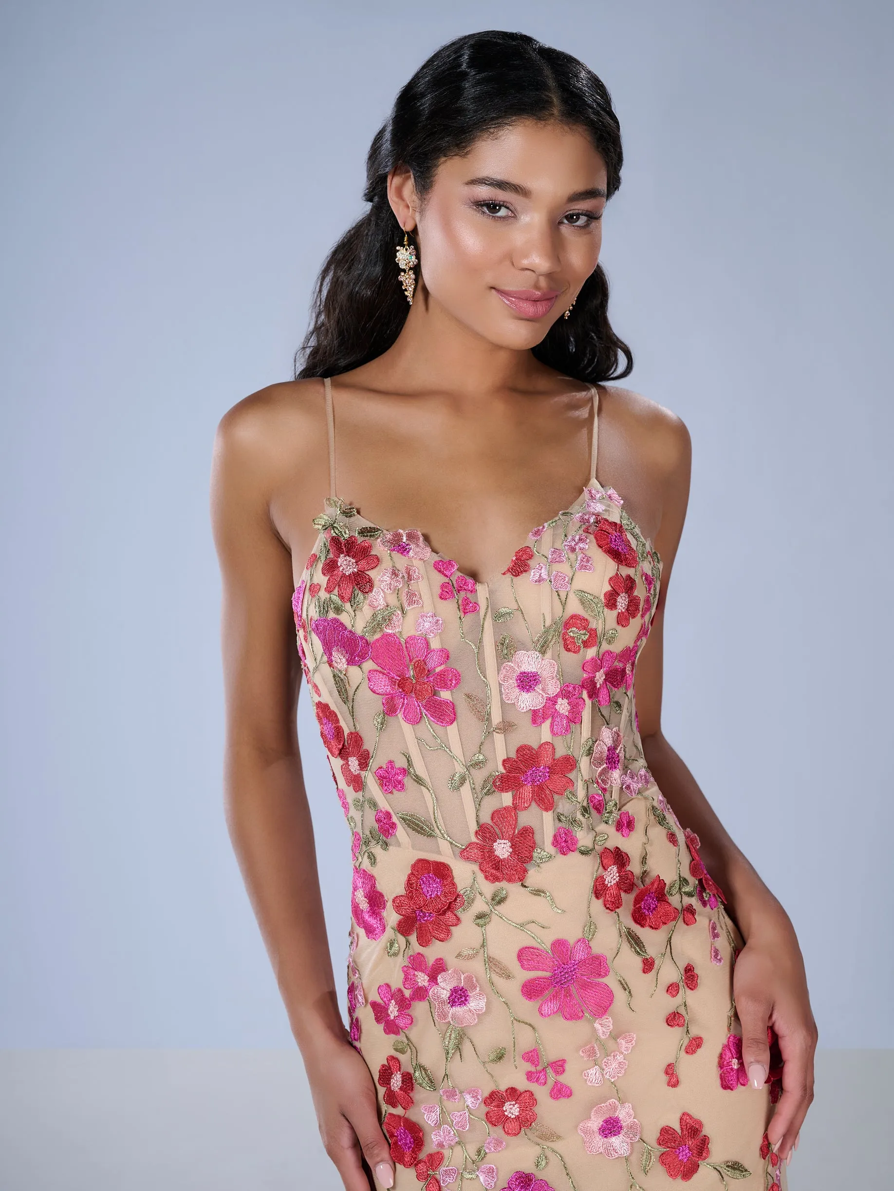 Floral Applique Mermaid Dress by Tiffany Designs 16148