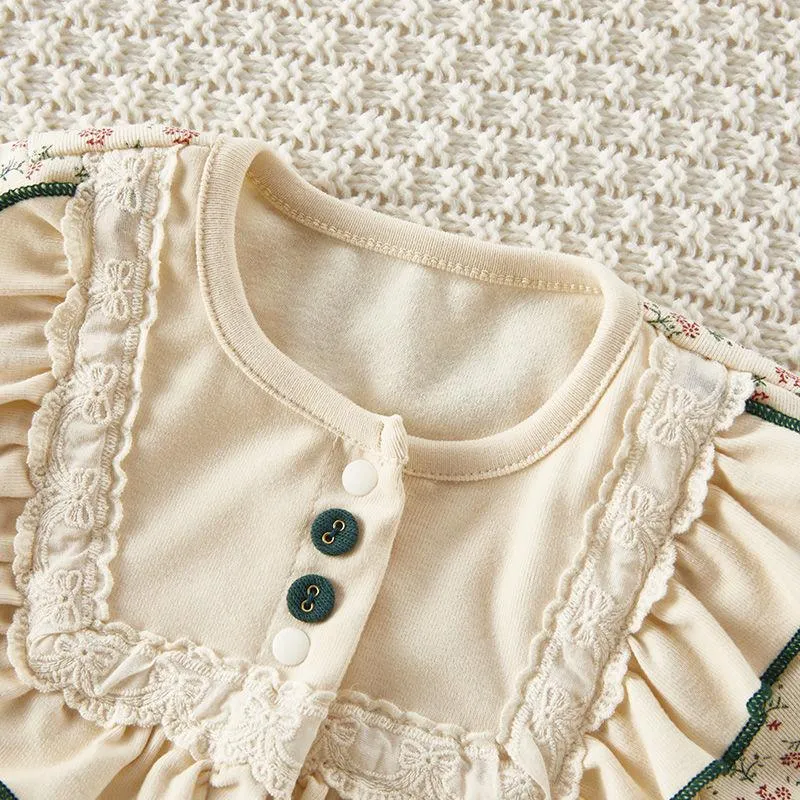 Floral Baby Girl Romper with Hat
