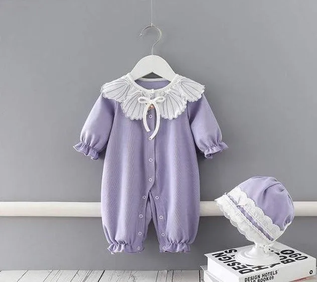 Floral Baby Girl Romper with Hat