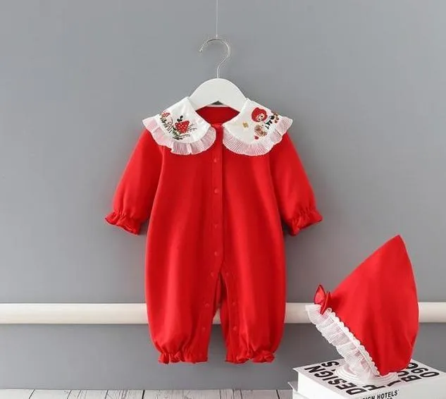 Floral Baby Girl Romper with Hat