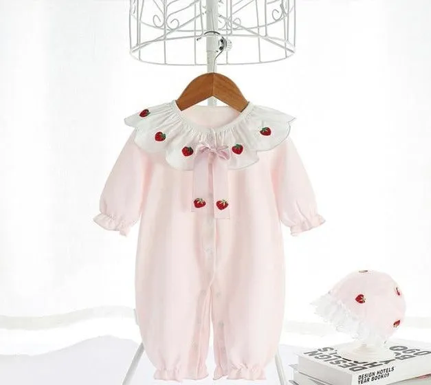 Floral Baby Girl Romper with Hat