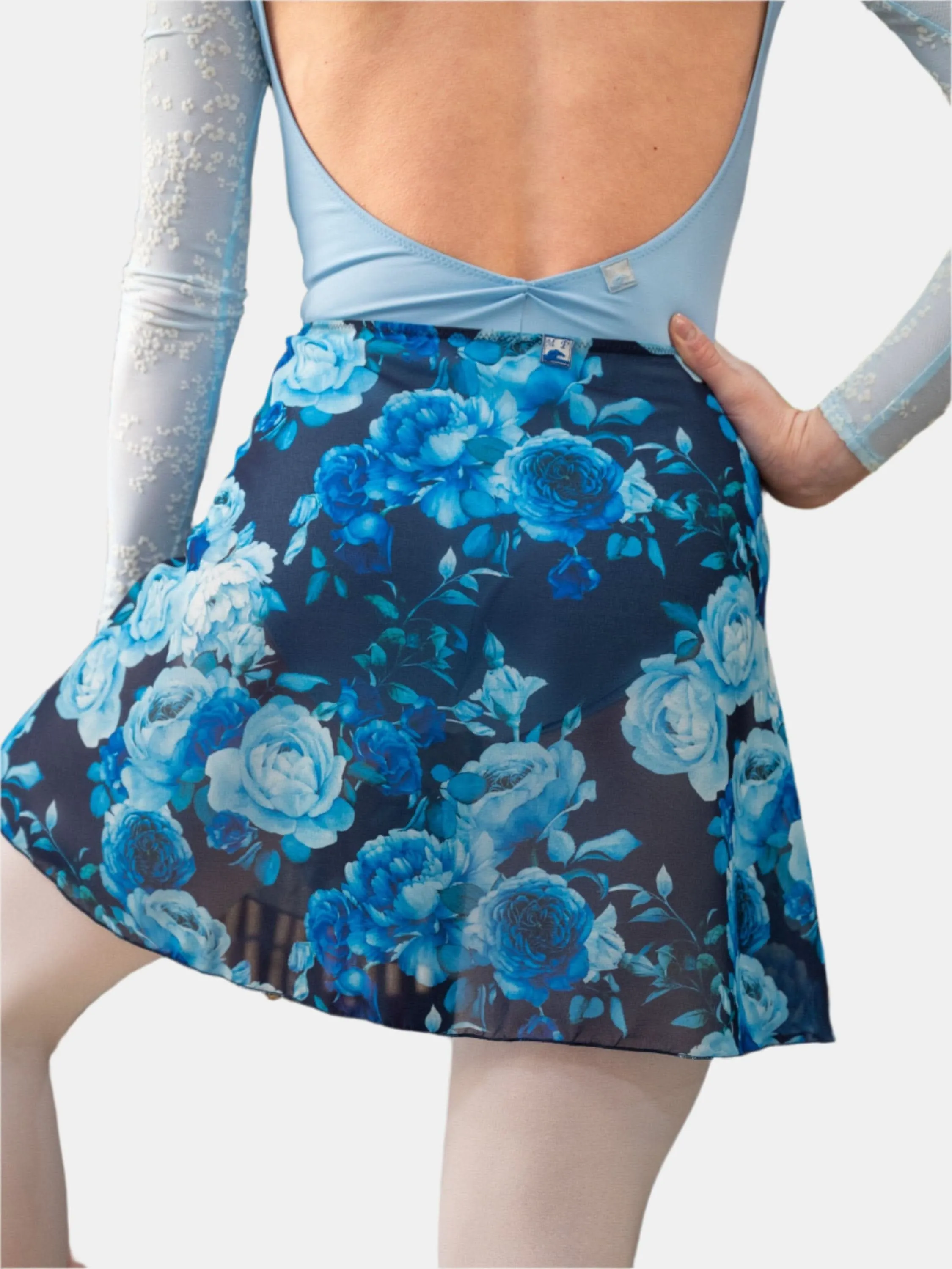 Floral Blue Wrap Short Dance Skirt MP345