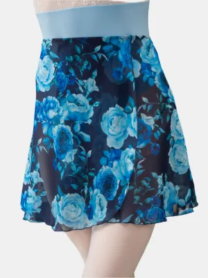 Floral Blue Wrap Short Dance Skirt MP345