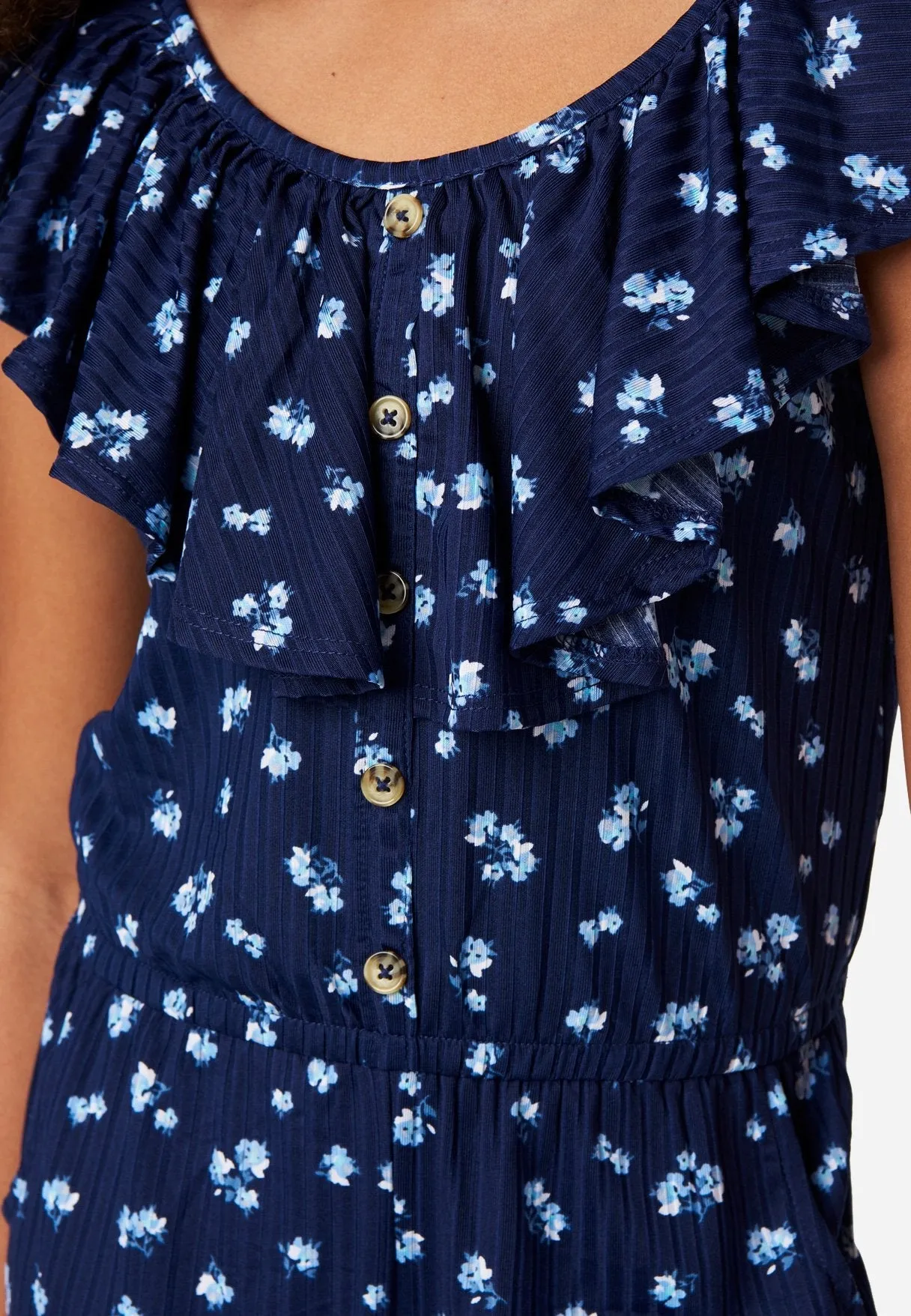 Floral Button-Front Jumpsuit
