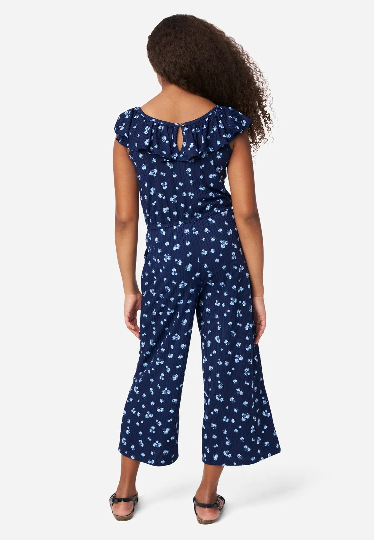 Floral Button-Front Jumpsuit
