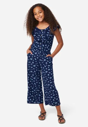 Floral Button-Front Jumpsuit