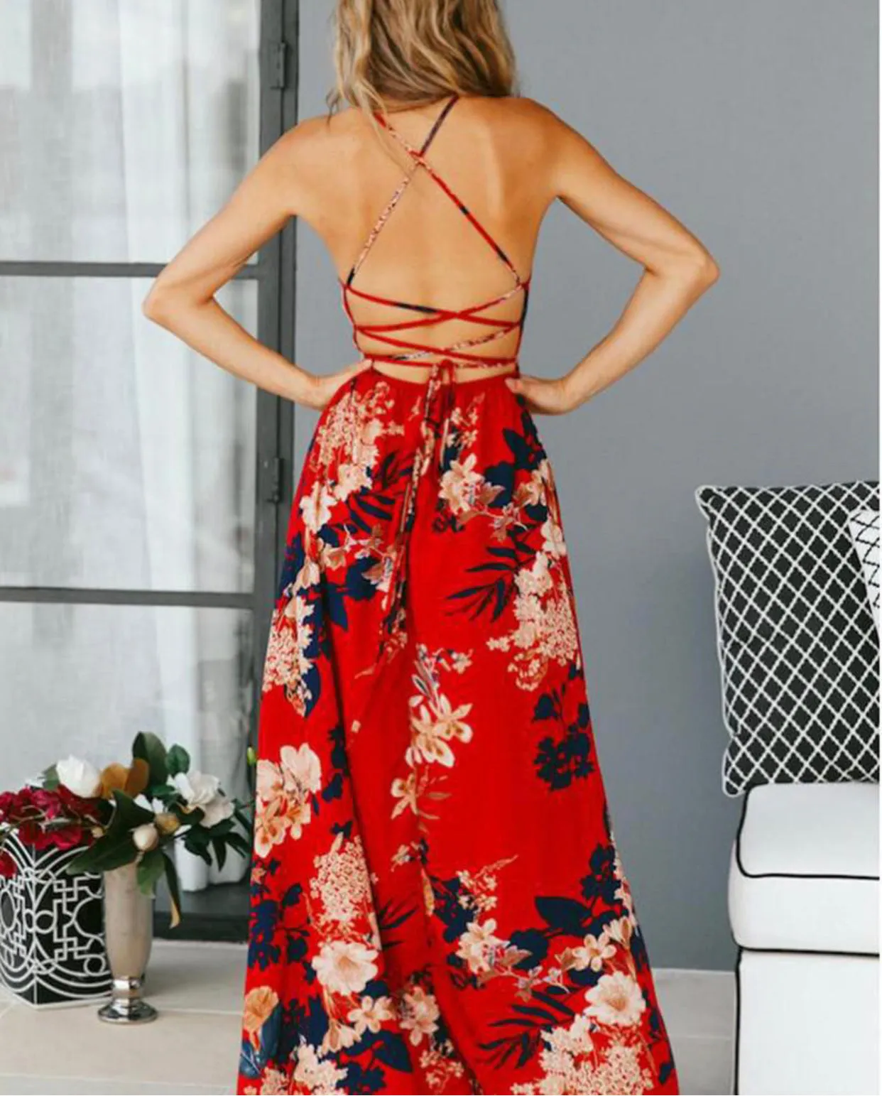 Floral Classic Fitted Sleeveless Colorful Maxi Dress