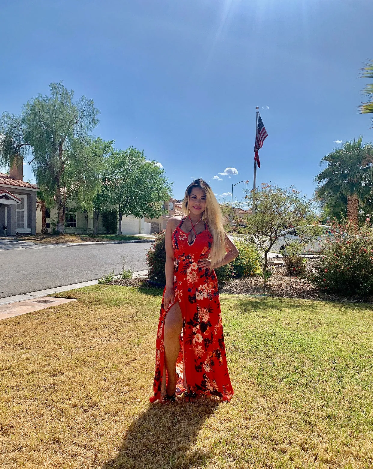 Floral Classic Fitted Sleeveless Colorful Maxi Dress