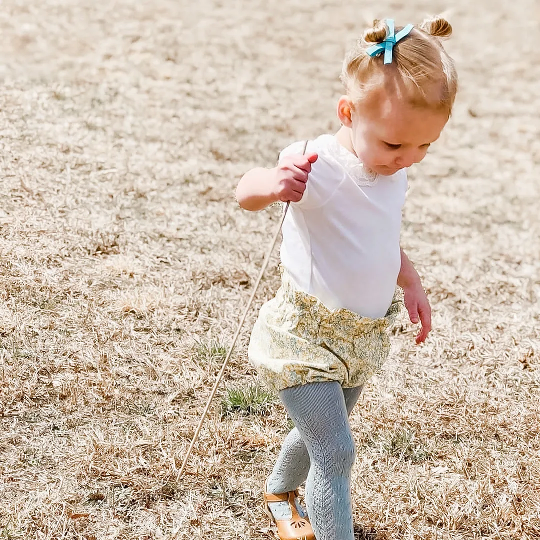 Floral Fabric School Girl Bow Headband | Hair Clip