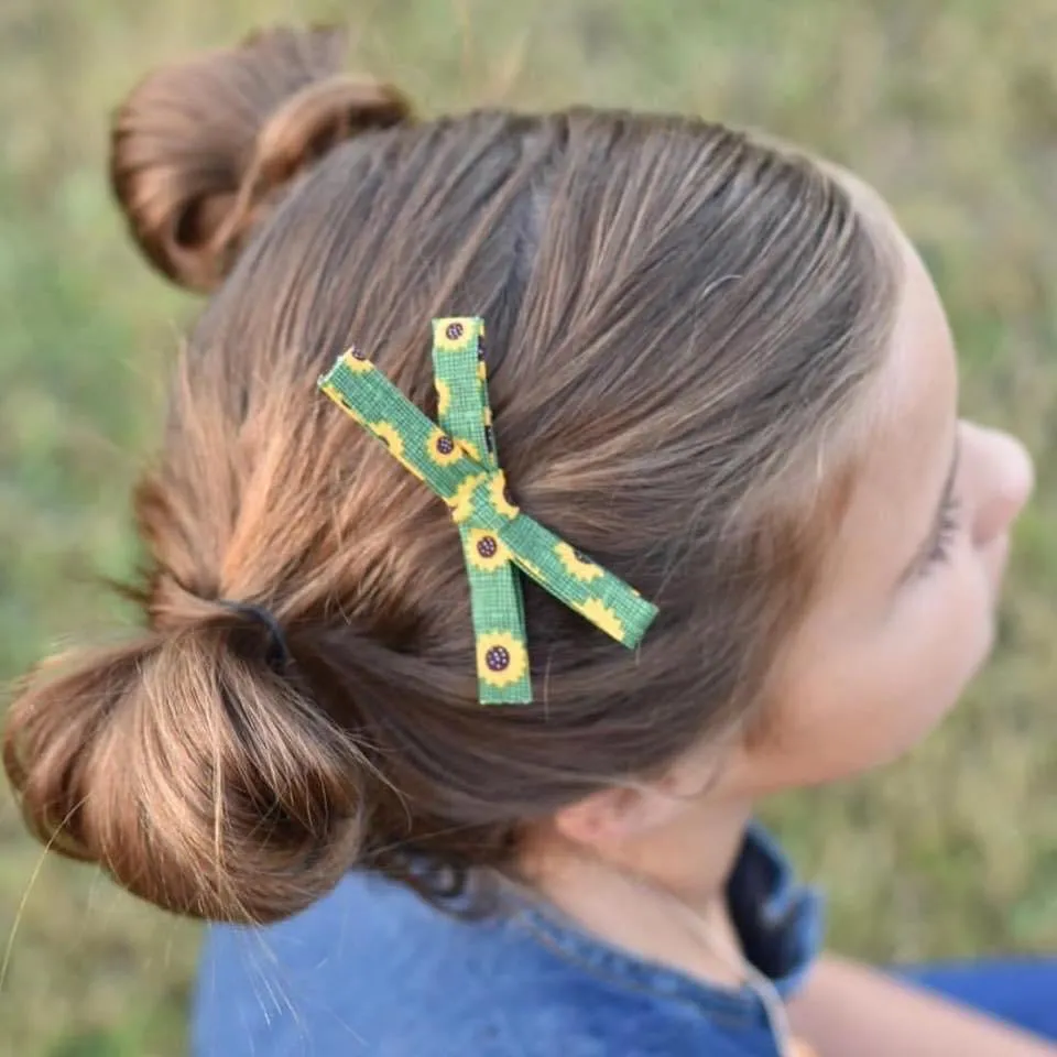Floral Fabric School Girl Bow Headband | Hair Clip