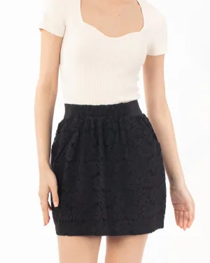 Floral Lace Skater Black Skirts