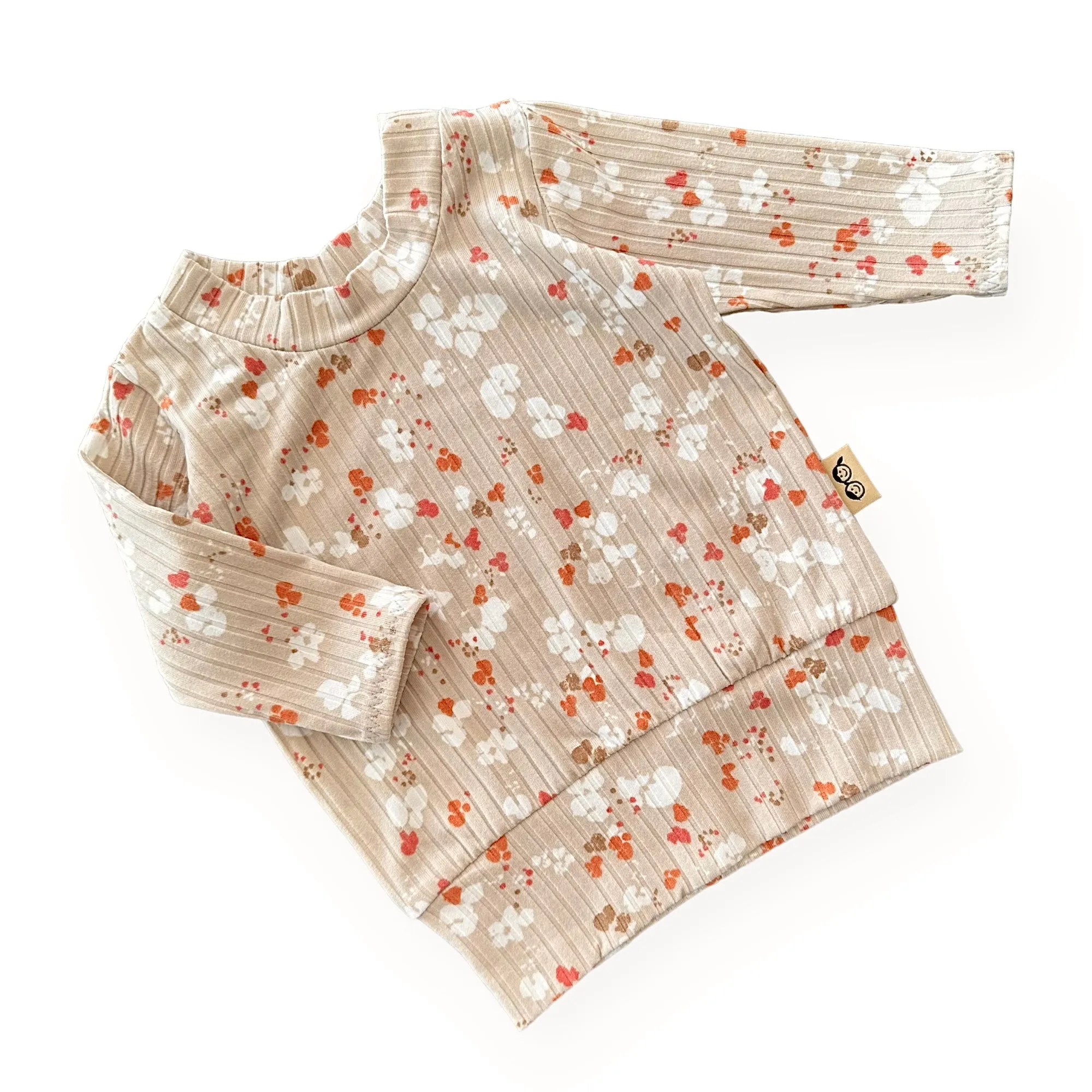 Floral Latte Ribbed Lounge Set