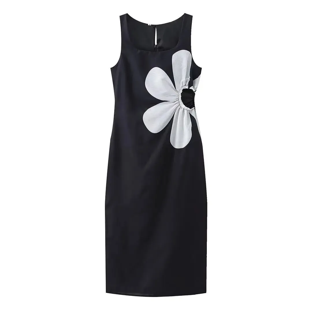 Floral Maxi Dress with Side Cutouts