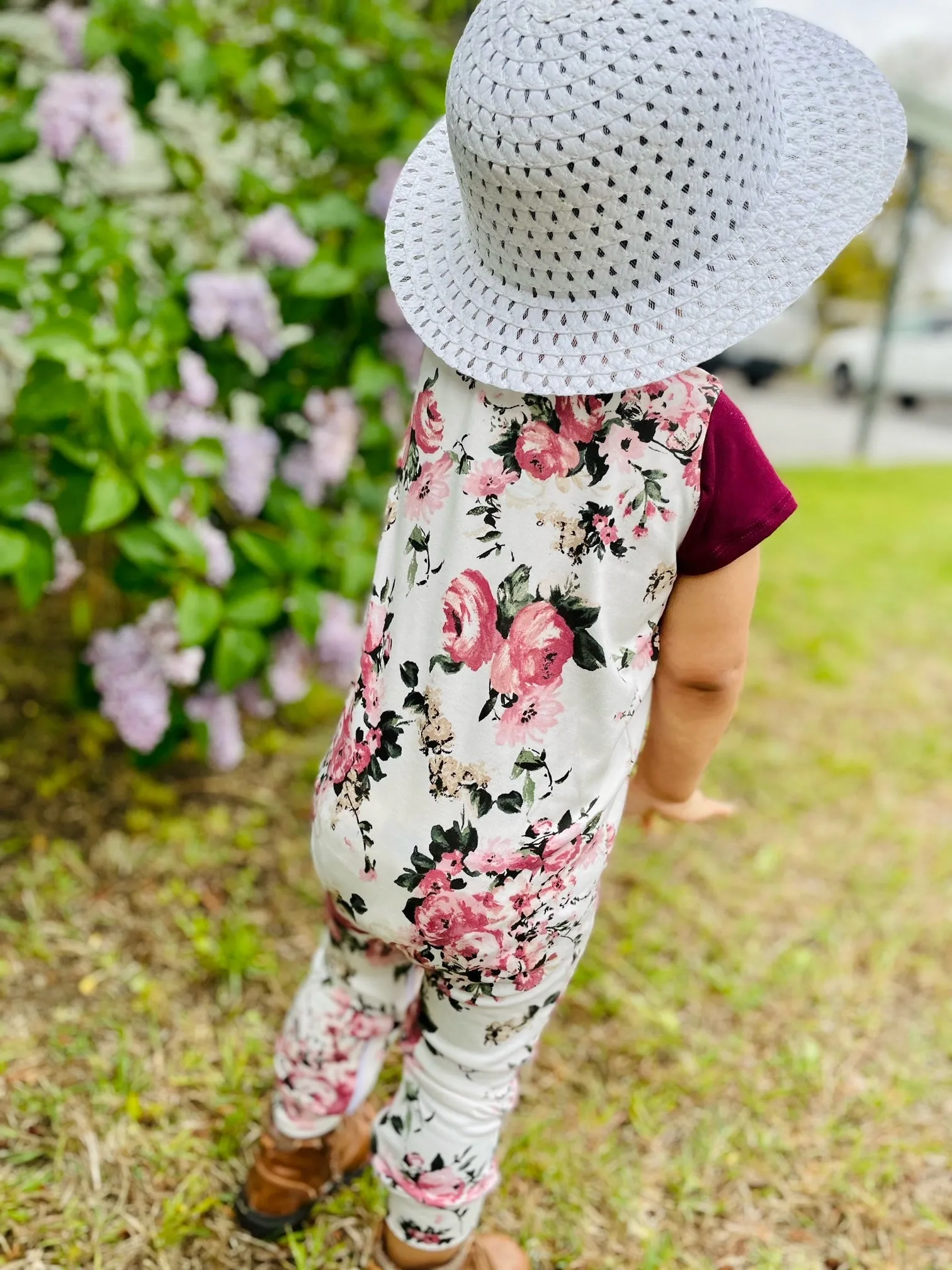 Floral Merlot Zip Romper