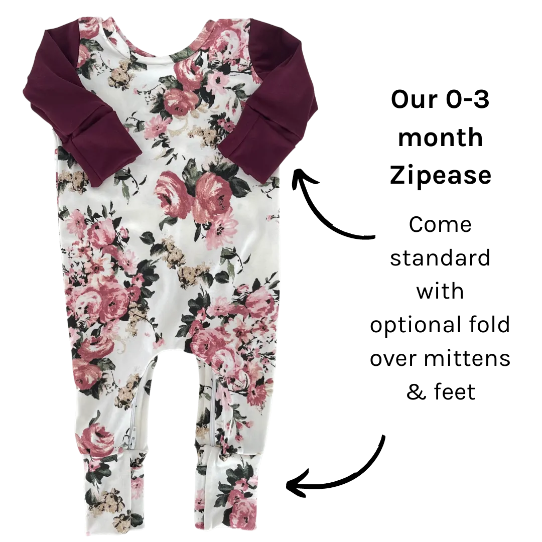 Floral Merlot Zip Romper