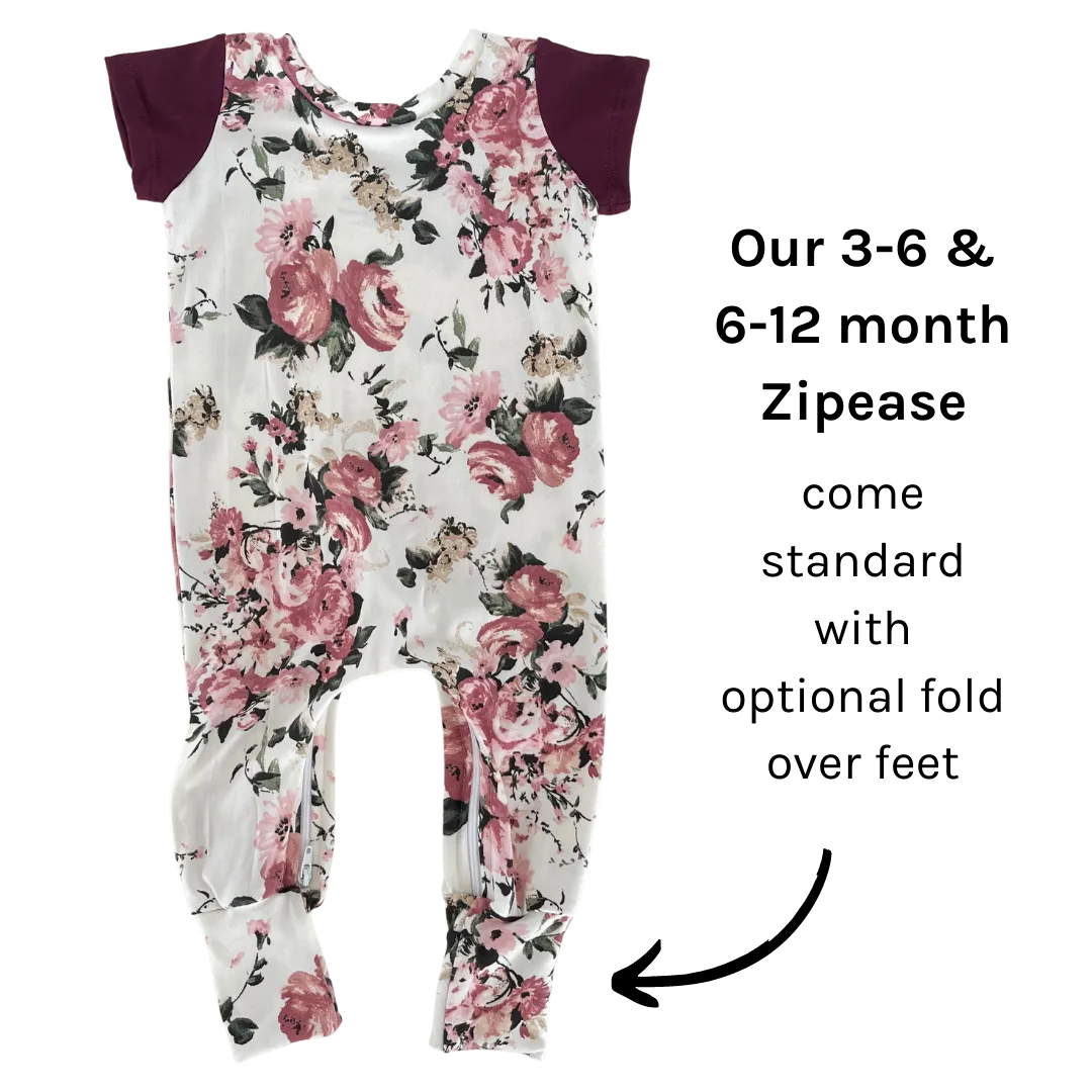 Floral Merlot Zip Romper