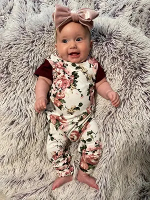 Floral Merlot Zip Romper