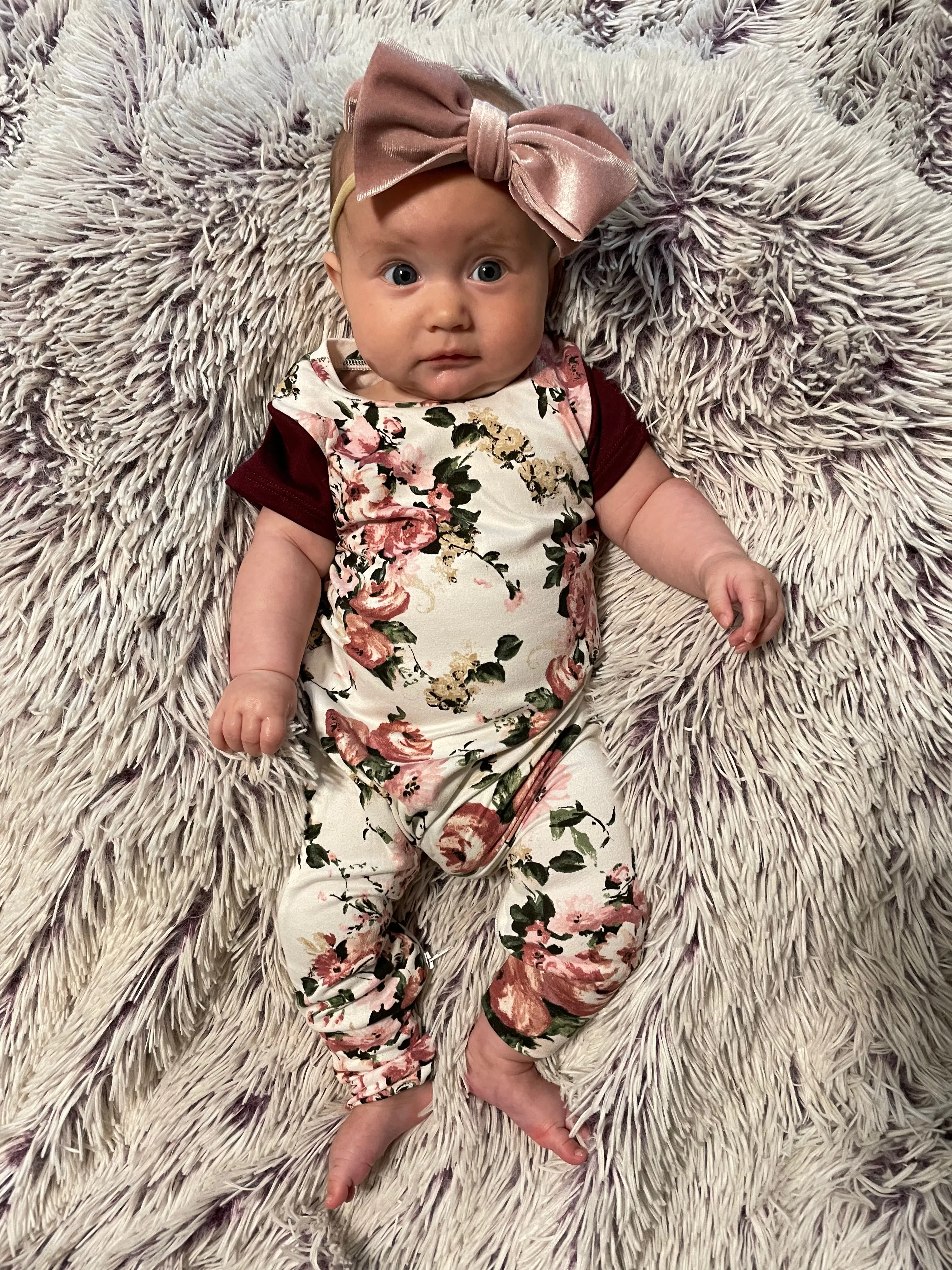 Floral Merlot Zip Romper