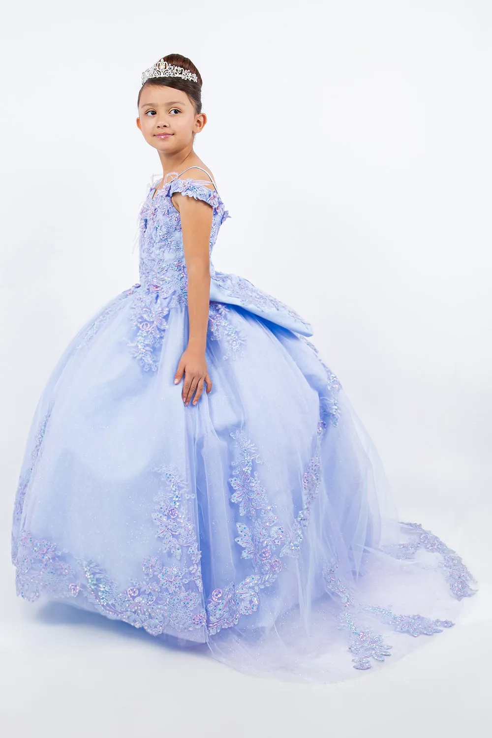 Floral Off The Shoulder Mini Quince Gown by Cinderella Couture USA AS8115