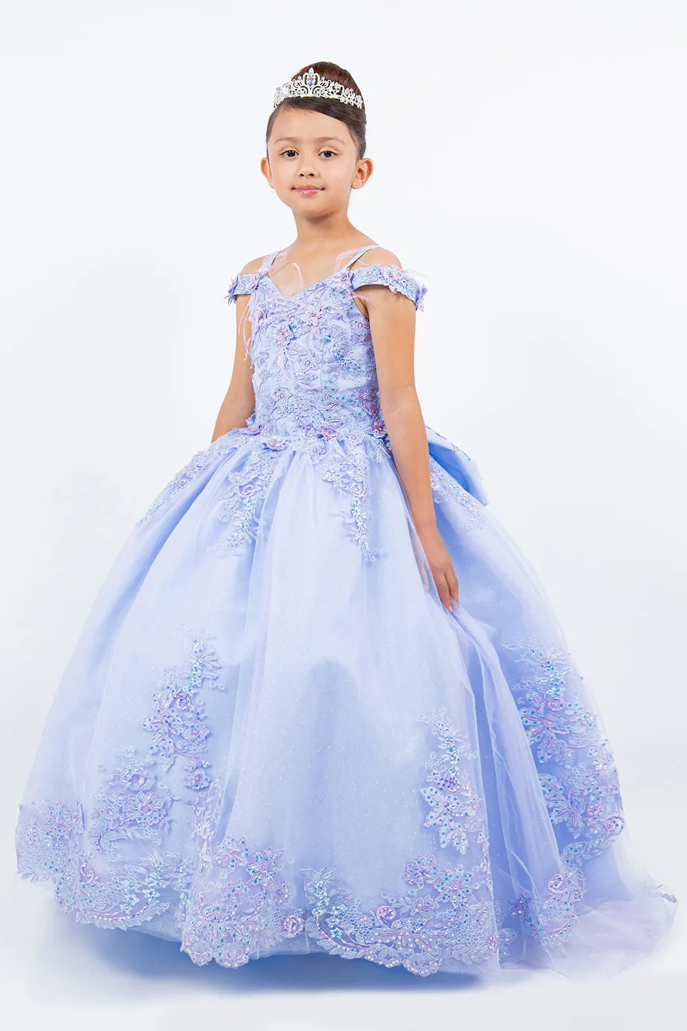 Floral Off The Shoulder Mini Quince Gown by Cinderella Couture USA AS8115
