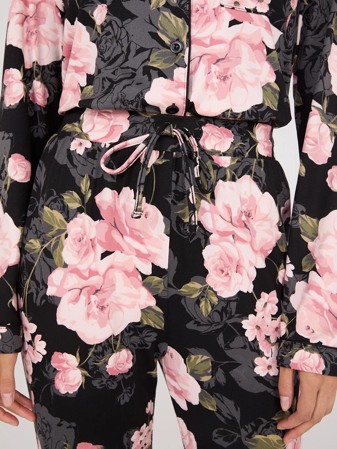 Floral Print Button-Down Pajama Set