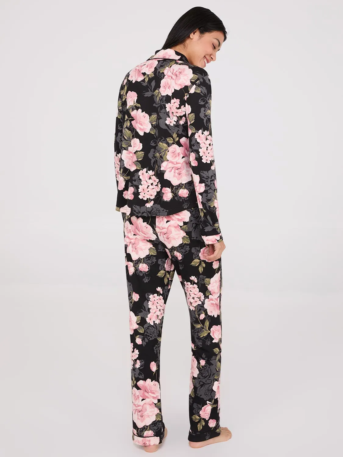 Floral Print Button-Down Pajama Set
