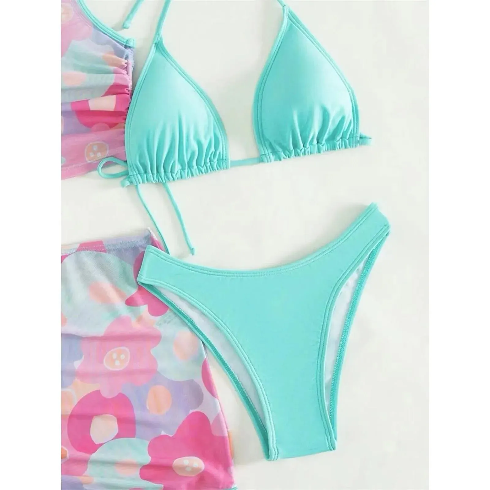 Floral Print Female Swimwear Beach Vacation Bikini Set