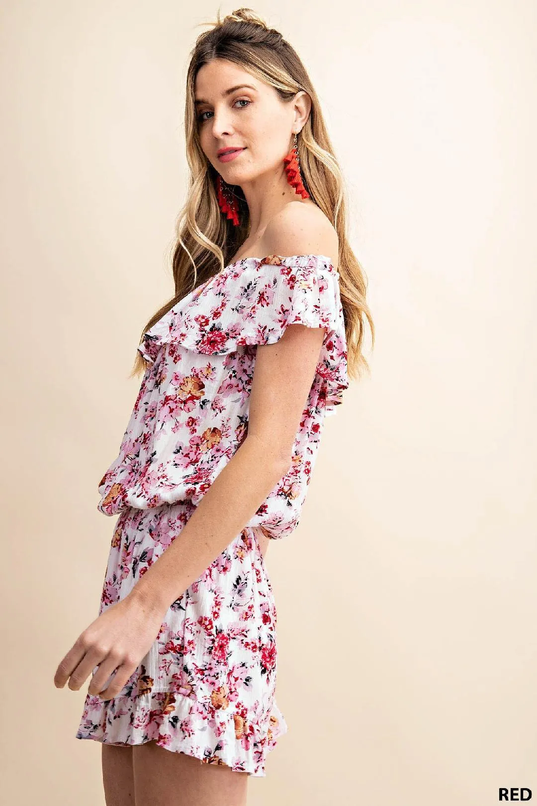 Floral Print Ruffle Romper