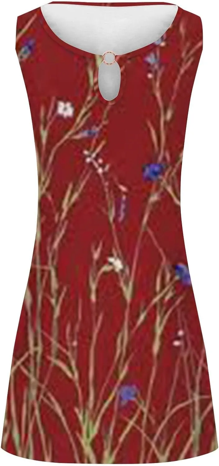 Floral Sundresd Sun Dresses for Women 2025 Vacation Beach Casual Summer Sundresses Sleeveless Tank Short Boho Dress