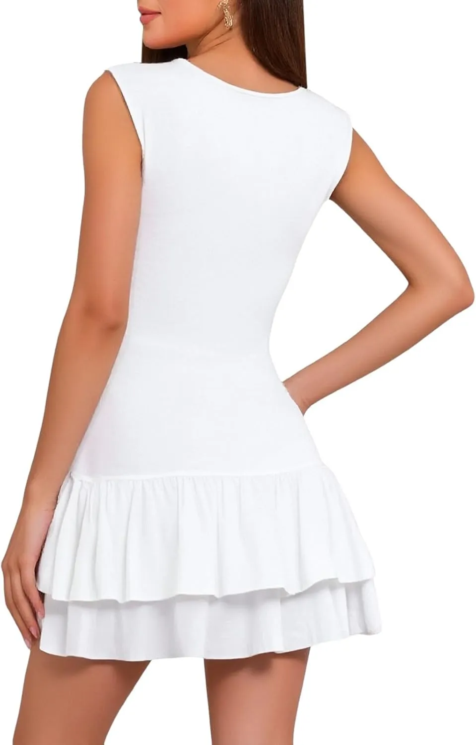 Flower Girl Dresses Mini Dress Double Layered Ruffle Hem Ruched Tiered Skirt Bodycon Sleeveless Tank Dresses