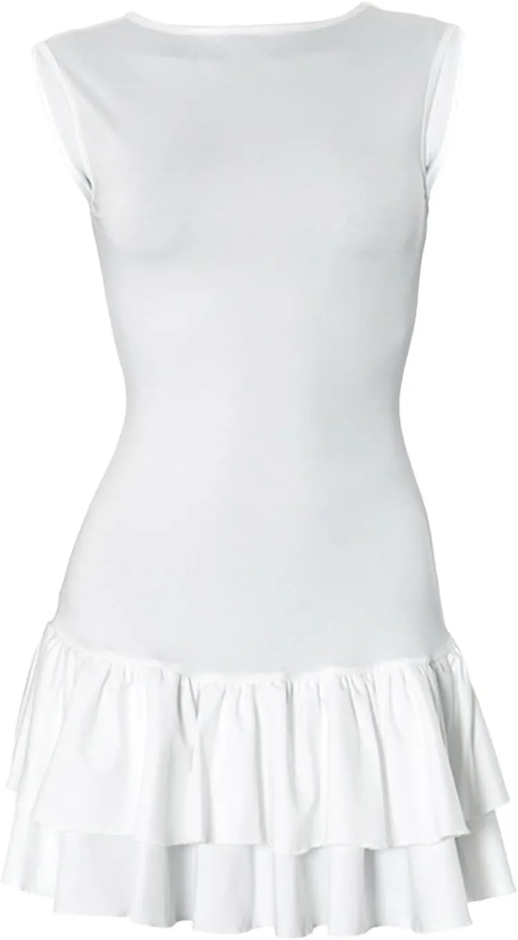 Flower Girl Dresses Mini Dress Double Layered Ruffle Hem Ruched Tiered Skirt Bodycon Sleeveless Tank Dresses