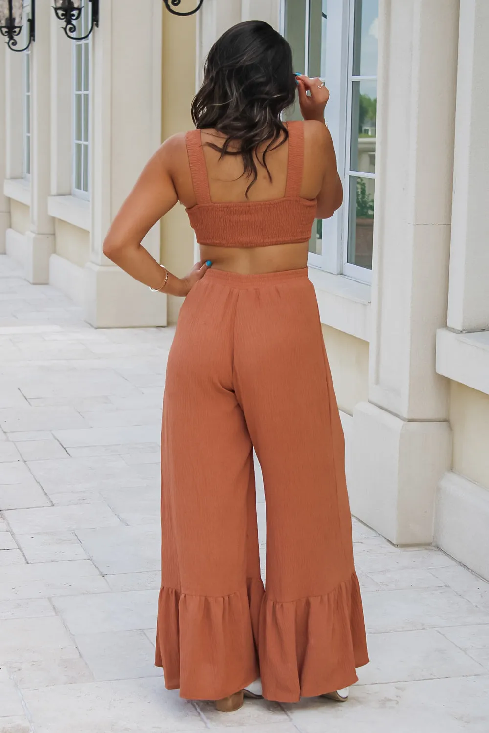 Flowy & Free Wide Leg Jumpsuit - Almond