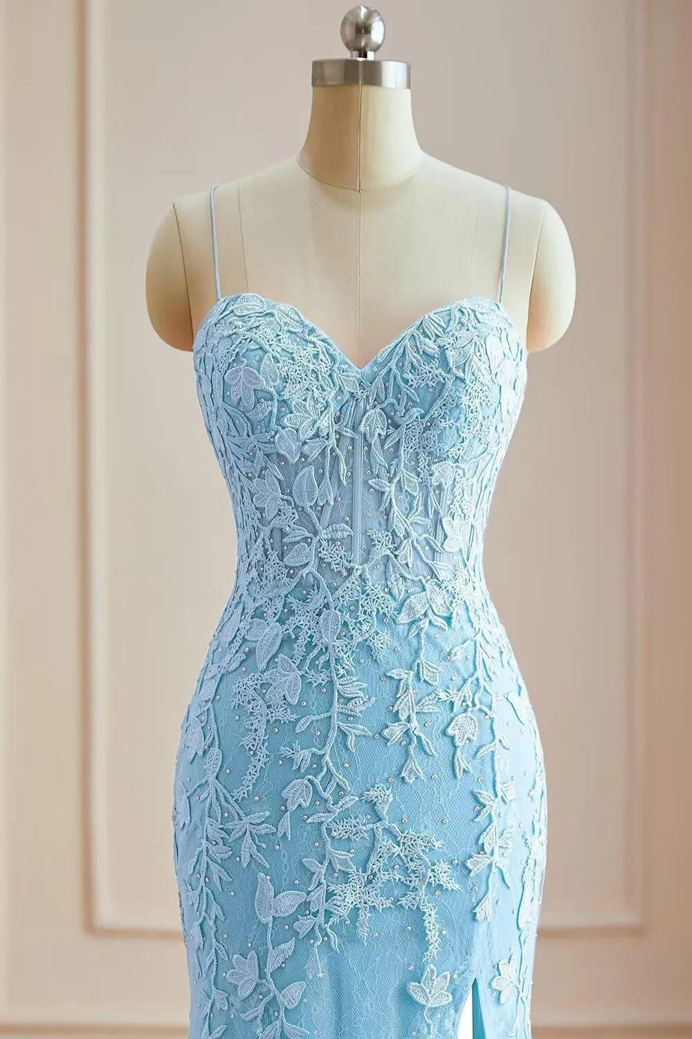 Fokissy Mermaid Prom Dresses with Slit 2025 Lace Applique Tulle Sweetheart Formal Evening Gown