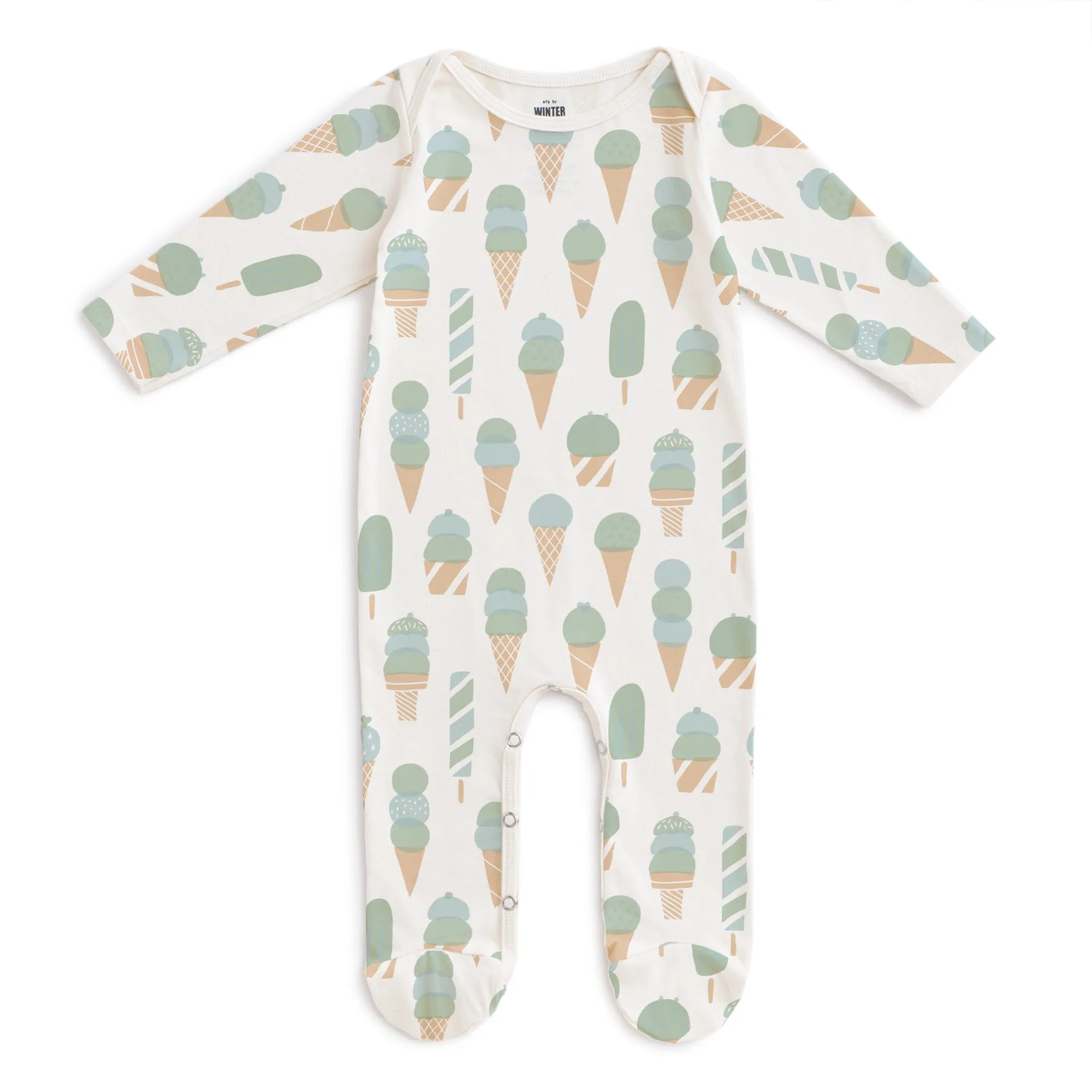 Footed Romper - Ice Cream Mint & Blue