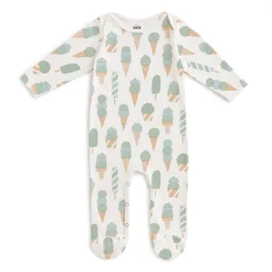 Footed Romper - Ice Cream Mint & Blue